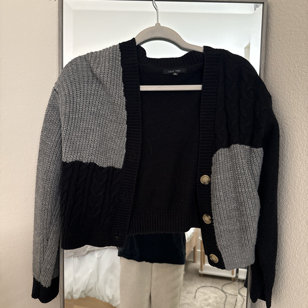 Marshalls Black and Gray Patchwork Cardigan